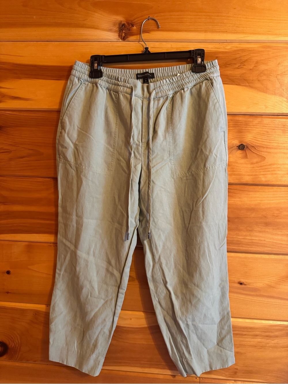 Banana Republic Pale Green Straight-Leg Drawstring Pants
